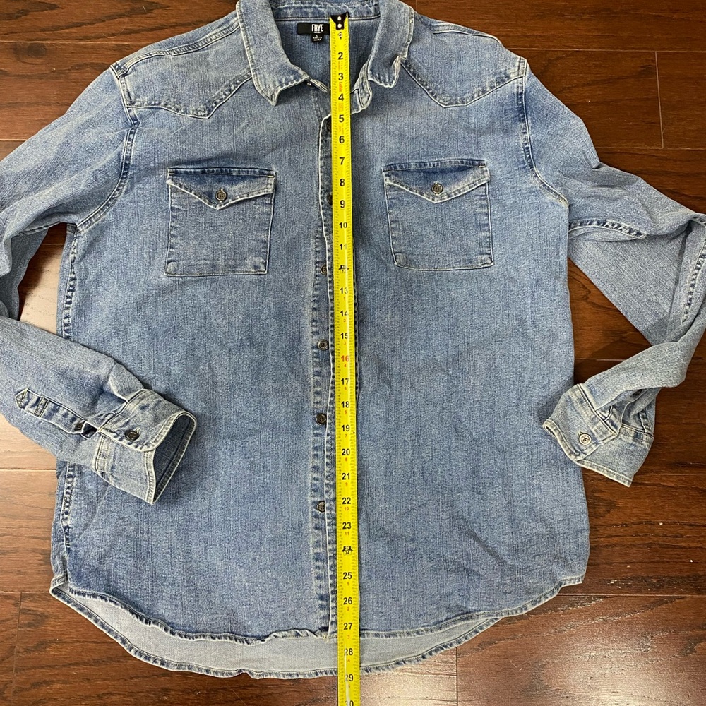 Frye Men's Western Vintage Denim Button-Down Shirt Large Cowboy Rodeo Gorpcore